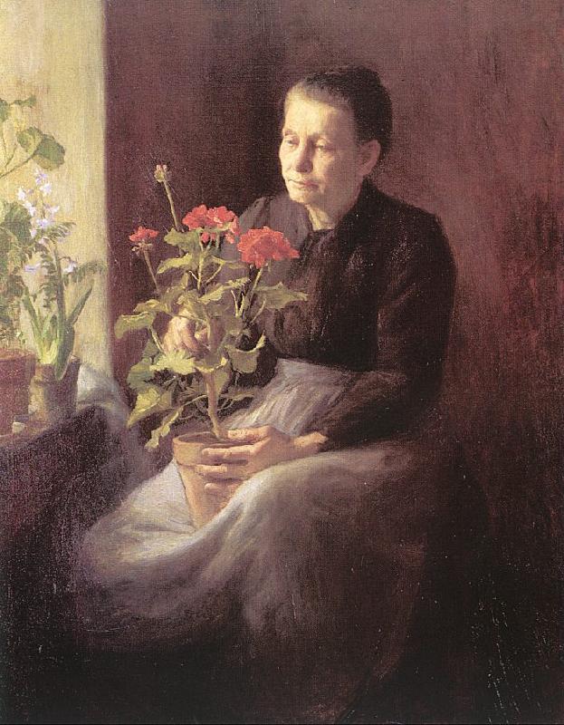 Lord, Caroline A. Woman with Geraniums Sweden oil painting art